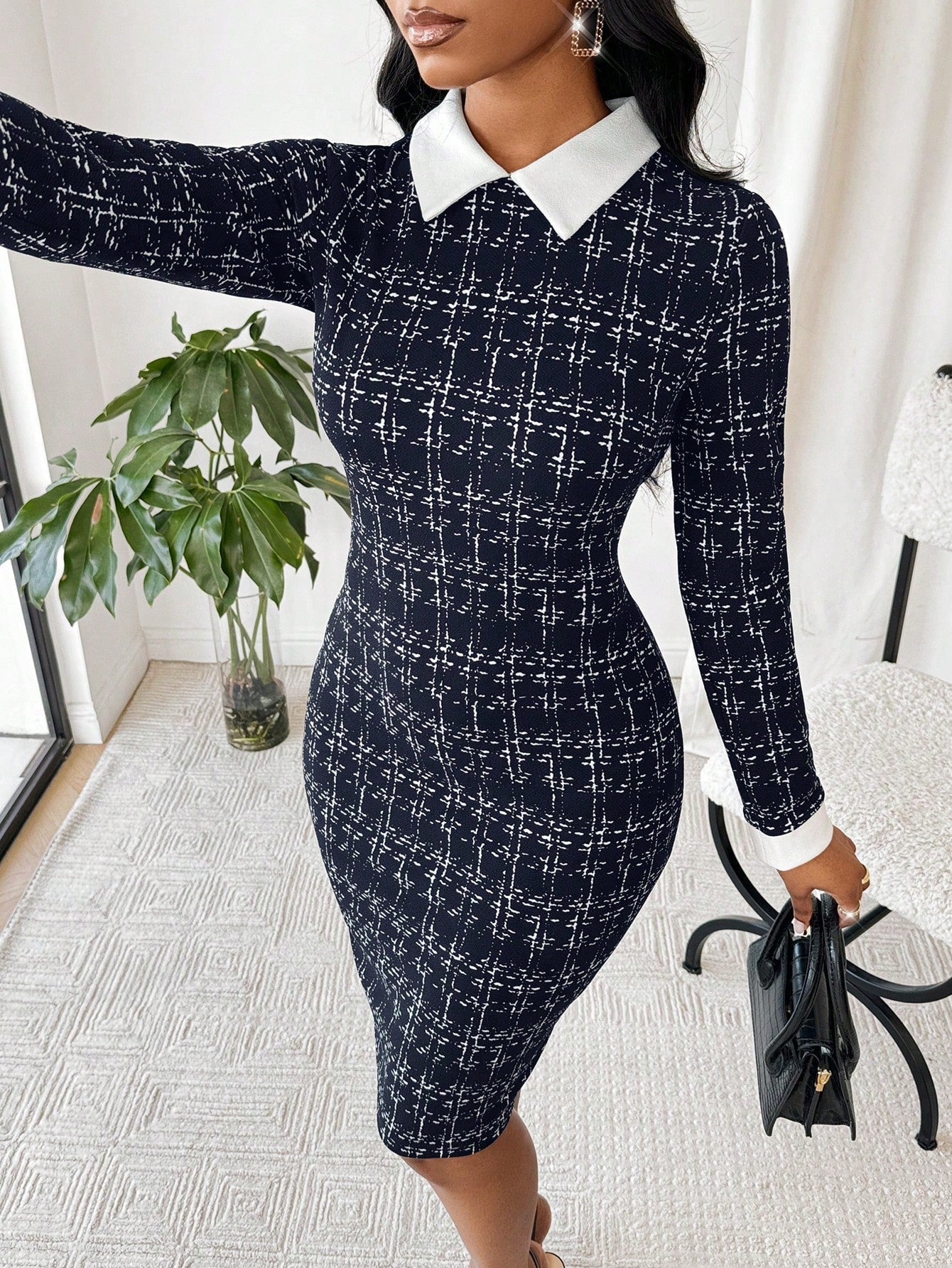 Power Poise Collar Bodycon Dress