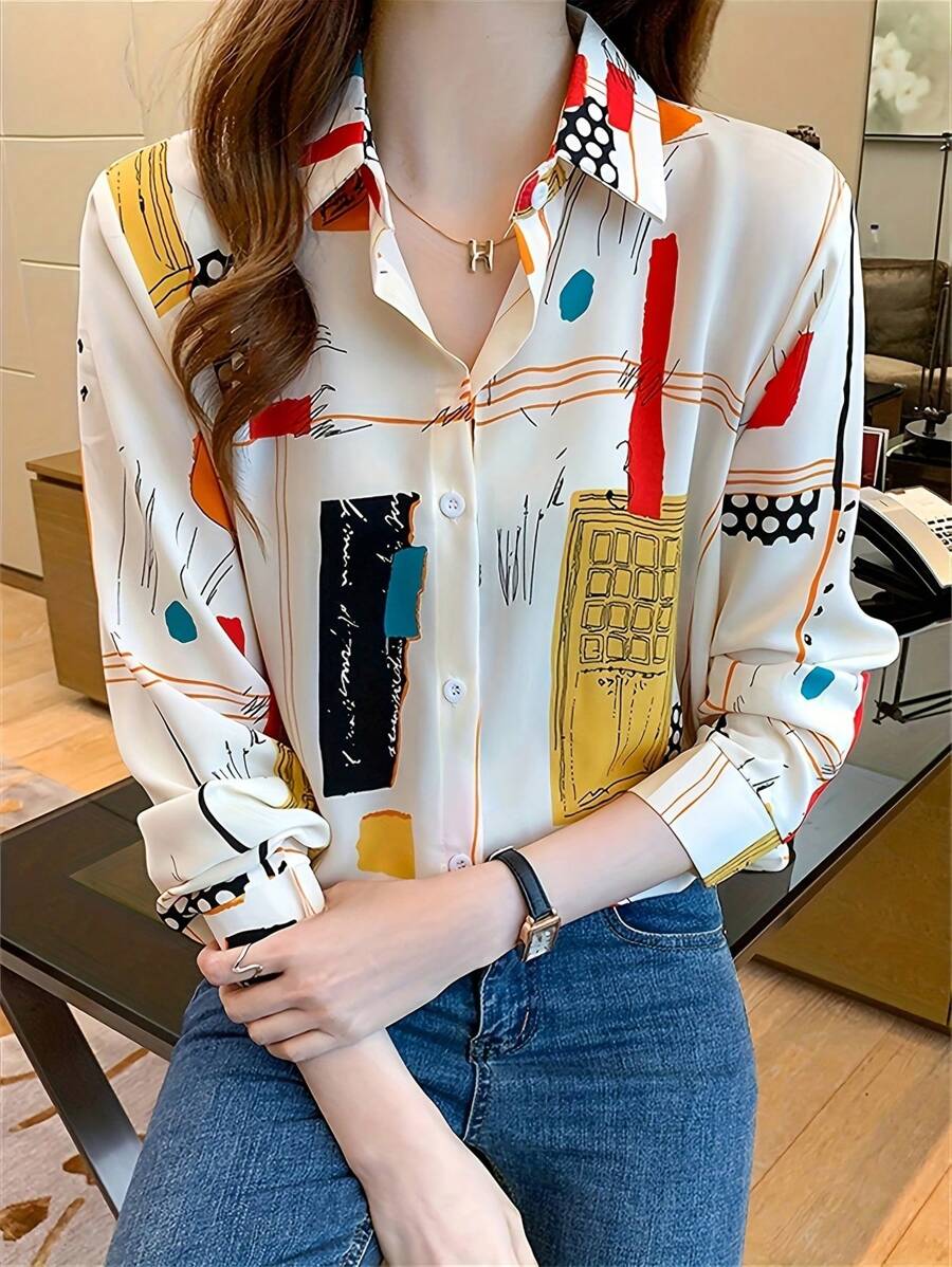Stylish Abstract Print Rayon Shirt for Women