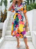 MyWestern Vibrant Floral Flare Midi Dress