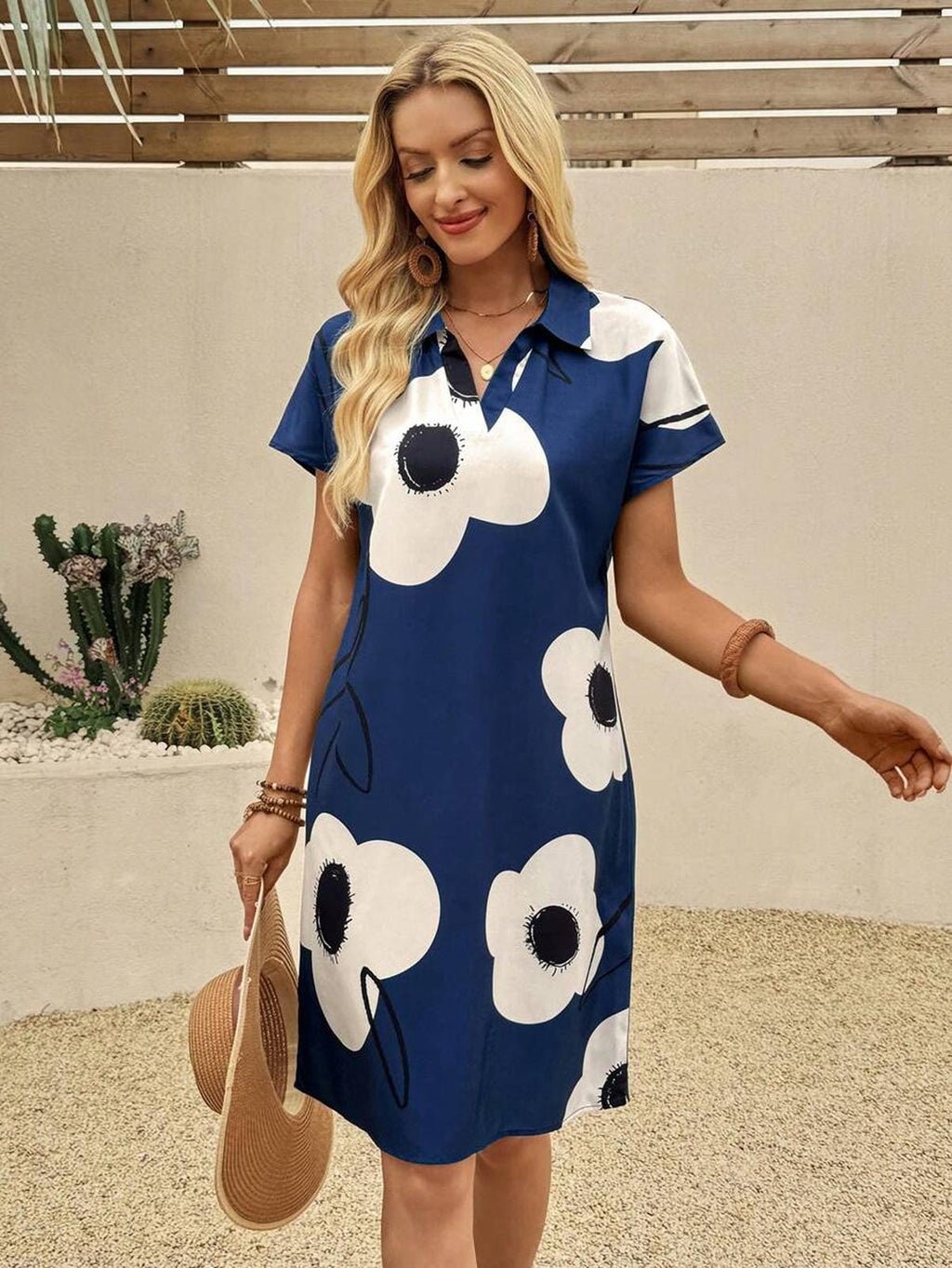 MyWestern Whimsical Blooms: Knee-Length Floral Dress