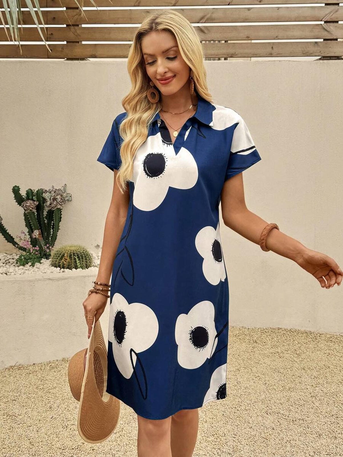 MyWestern Whimsical Blooms: Knee-Length Floral Dress