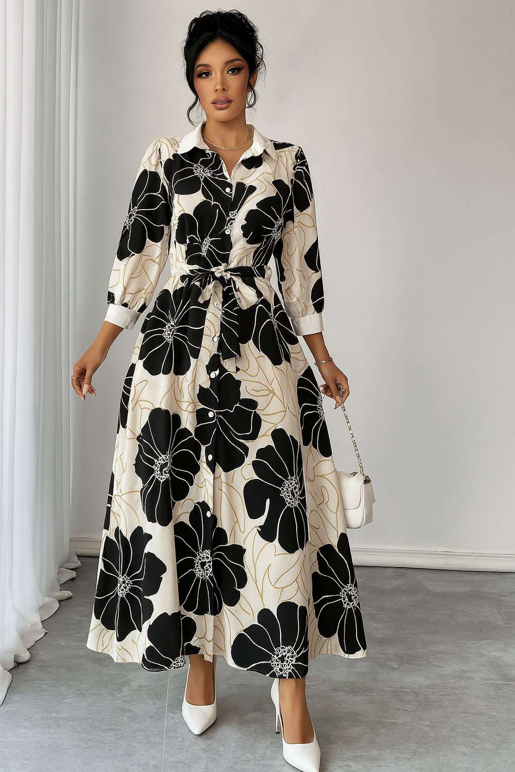 MyWestern monochrome floral dress