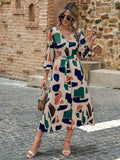 MyWestern Geo Print Belted Dress