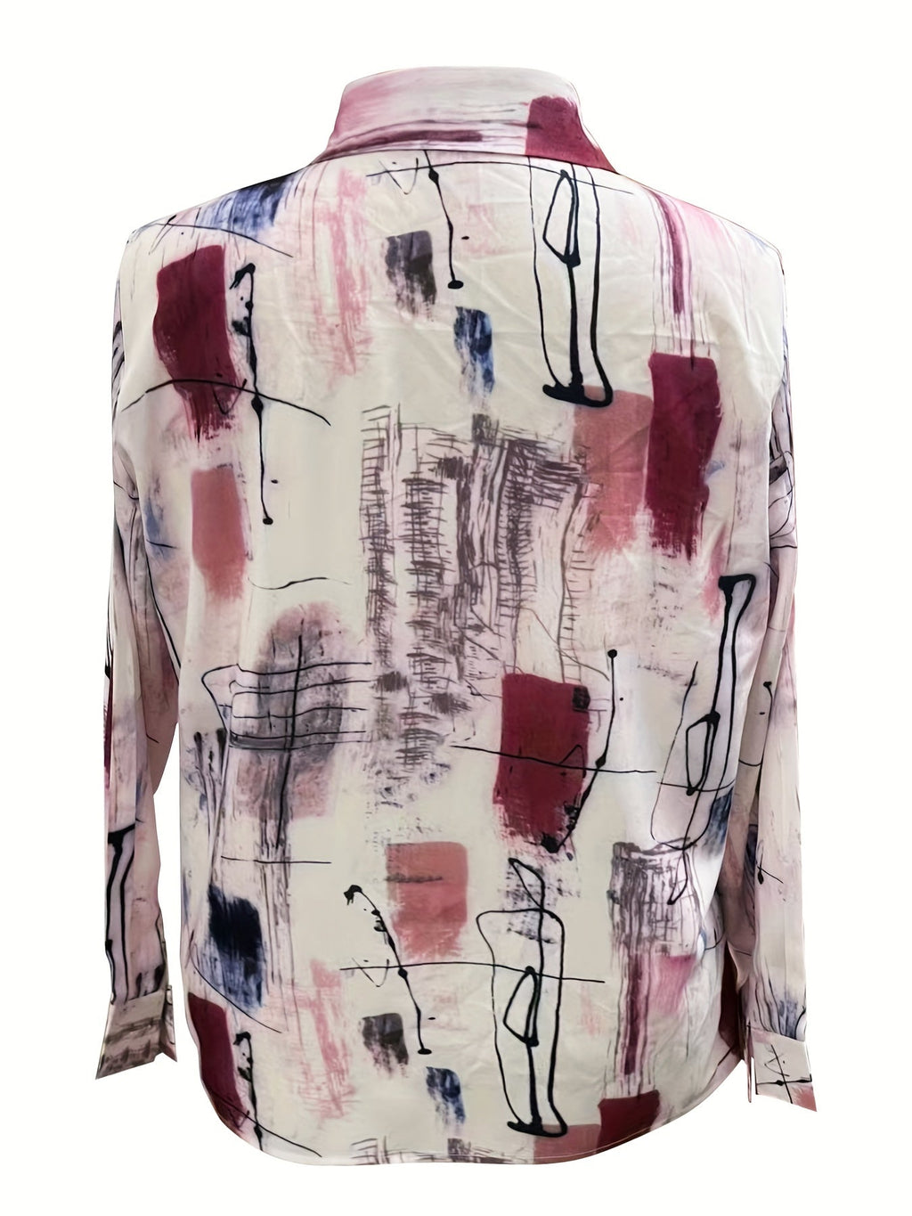 MyWestern Elegant Abstract Print Satin Shirt