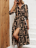 MyWestern Geometric Elegance Belted  Dress
