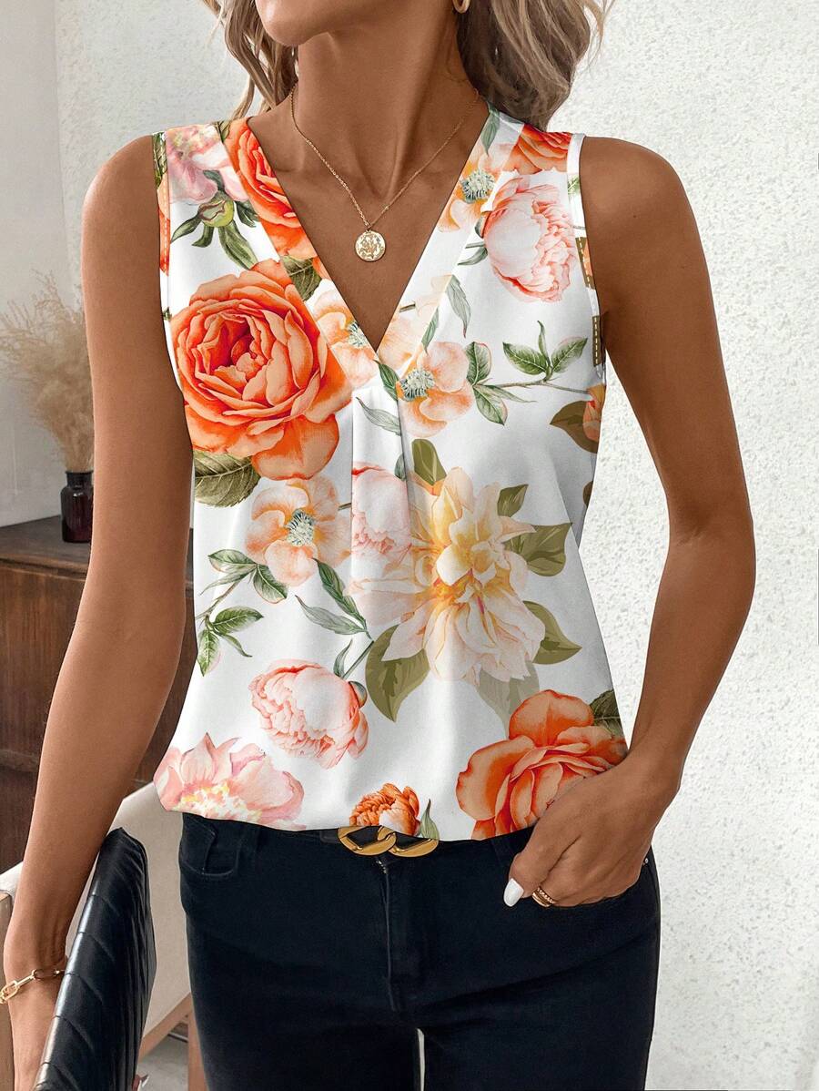 MyWestern Abstract Stripe Print Rolled-Up Short Sleeves Round Neckline Relaxed Fit Top For Women & Girls