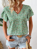 MyWesternPrint Rolled-Up Short Sleeves Round Neckline Relaxed Fit Top For Women & Girls