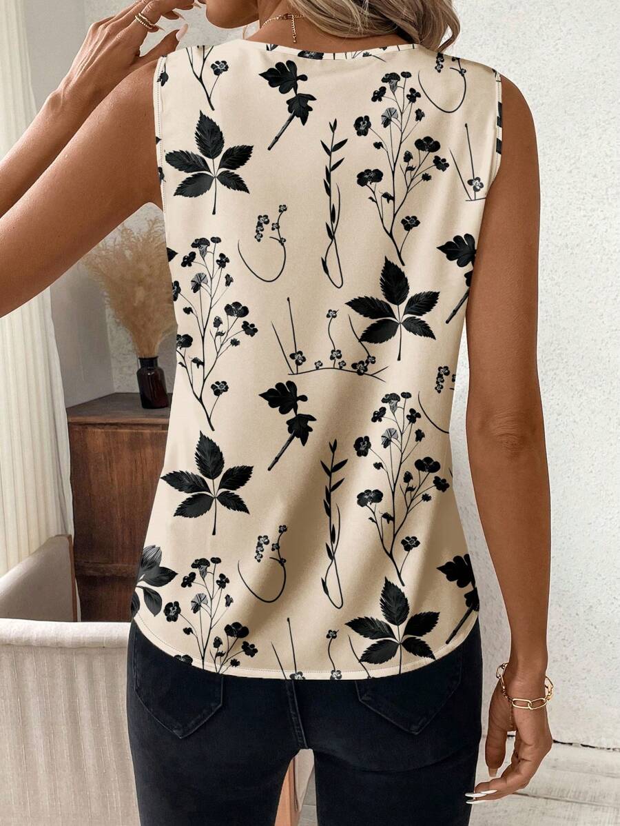 MyWesternPrint Rolled-Up Short Sleeves Round Neckline Relaxed Fit Top For Women & Girls
