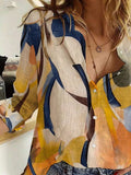 Women's Abstract Print Lightweight Button-Down Shirts